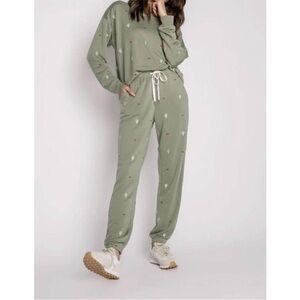 PJ SALVAGE wild lands cactus heart embroidered set in light olive green sz S